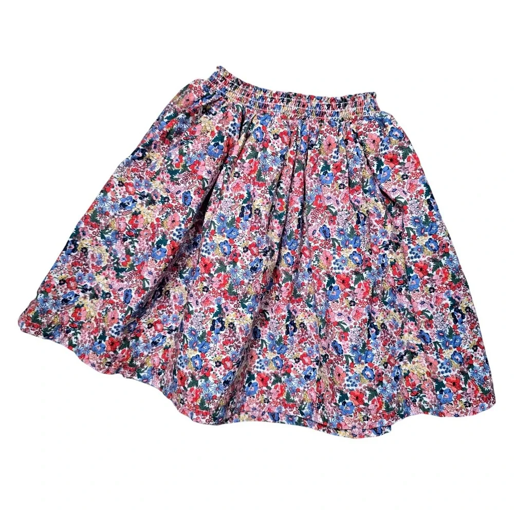 Joules Girls Floral Skirt Denim Pockets Elastic Waist Size 11 Years